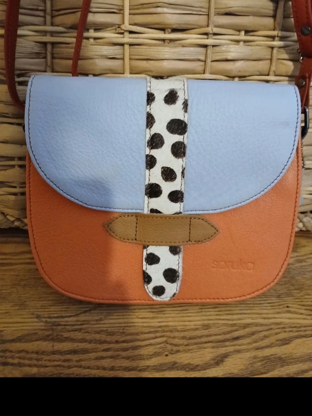 Artian Handcrafted Leather Rare-colorful-2 Diff.Sided Saddle-Shoulder Bag.NWOT